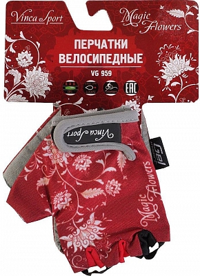 VINCA SPORT VG959(5XS) Перчатки детские MAGIC FLOWERS гелевые вставки Размер 5XXXS Цвет Красный/Серый от магазина ДЕТКИ