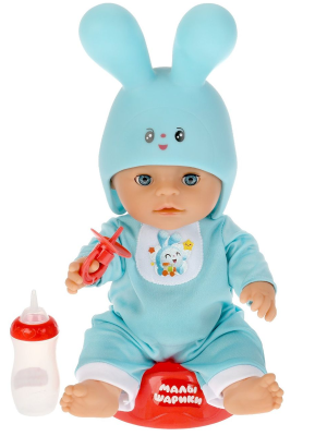 КАРАПУЗ Y30BB-KROSHIK-HAT Кукла-пупс МАЛЫШАРИКИ Крошик 30 см, в пластиковой шапочке, 15 песен и стихов от магазина ДЕТКИ