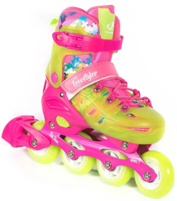 Коньки роликовые раздвижные FREESTYLER 2021 (Артикул: 495379, Цвет: Розовый, Размер: L (36-39))