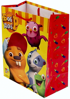 ИГРАЕМ ВМЕСТЕ CLRBG-BD-02 Пакет подарочный глянцевый БОБР ДОБР средний 26 см x 32 см x 14 см от магазина ДЕТКИ