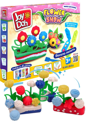JOY-DOH FLOW-200 bag Масса для лепки ЦВЕТОЧНАЯ ОРАНЖЕРЕЯ 4 цвета, 11 аксессуаров от магазина ДЕТКИ