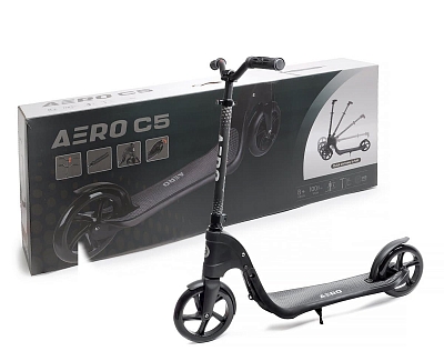 Самокат складной AERO C5 колёса 200 мм ABEC 7 до 100 кг тормоз-крыло (Артикул: C5B, Цвет: Чёрный)