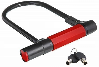 STG Х66518 Замок велосипедный D-образный 180x245 см на ключе Цвет Чёрный/Красный от магазина ДЕТКИ