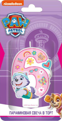 SPIN MASTER 292944 Свеча парафиновая в торт для девочек ЦИФРА 6 ЩЕНЯЧИЙ ПАТРУЛЬ от магазина ДЕТКИ
