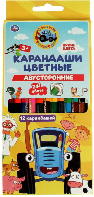 УМКА CPD12-66911-STR Карандаши цветные двусторонние СИНИЙ ТРАКТОР 24 цвета 12 шт. от магазина ДЕТКИ