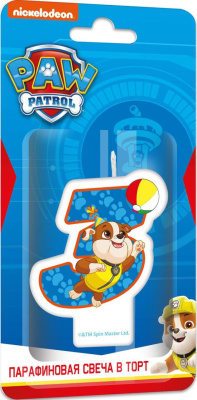 SPIN MASTER 292833 Свеча парафиновая в торт ЦИФРА 3 ЩЕНЯЧИЙ ПАТРУЛЬ от магазина ДЕТКИ