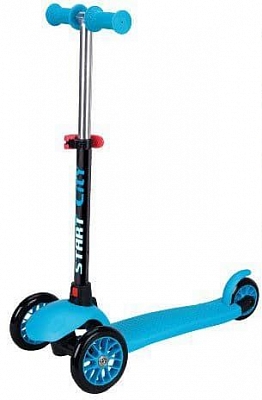 Самокат трёхколёсный START CITY регулируемая ручка, светящиеся колёса (Цвет Голубой)