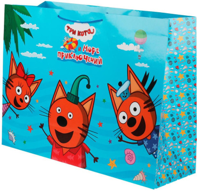 ЧУДО ПРАЗДНИК PXXXL-82617-3CS Пакет подарочный ТРИ КОТА И МОРЕ ПРИКЛЮЧЕНИЙ огромный 45 см х 60 см х 20 см от магазина ДЕТКИ