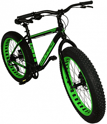 Велосипед FAT-BIKE JUMBO 1.0 26"  (Цвет Чёрный матовый/Зелёный)
