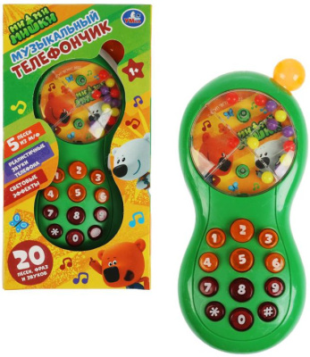 УМКА B1968338-R3 Музыкальный телефон МИМИМИШКИ 12 кнопок, 20 звуков, песен и фраз, световые эффекты, гремящие шарики от магазина ДЕТКИ