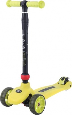 Самокат детский кикборд UFO 2021 колёса светящиеся 120 мм/ 80 мм ABEC 9 до 50 кг тормоз-крыло (Артикул: 489113, Цвет: Жёлто-зелёный)