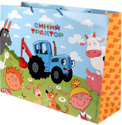ЧУДО ПРАЗДНИК PGL-64065-STR Пакет подарочный СИНИЙ ТРАКТОР огромный 45 см х 60 см х 20 см от магазина ДЕТКИ