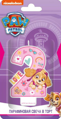 SPIN MASTER 292940 Свеча парафиновая в торт для девочек ЦИФРА 2 ЩЕНЯЧИЙ ПАТРУЛЬ от магазина ДЕТКИ