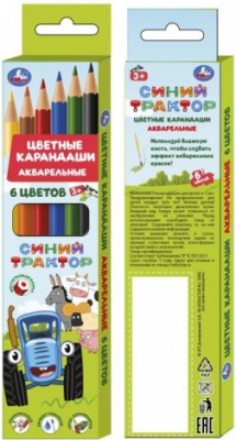 УМКА CPA6-52006-STR Карандаши цветные акварельные шестигранные СИНИЙ ТРАКТОР 6 цветов от магазина ДЕТКИ