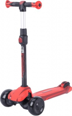 Самокат детский кикборд SURF BOY 2022 колёса светящиеся 120 мм/ 80 мм (Цвет: Красный/Чёрный)