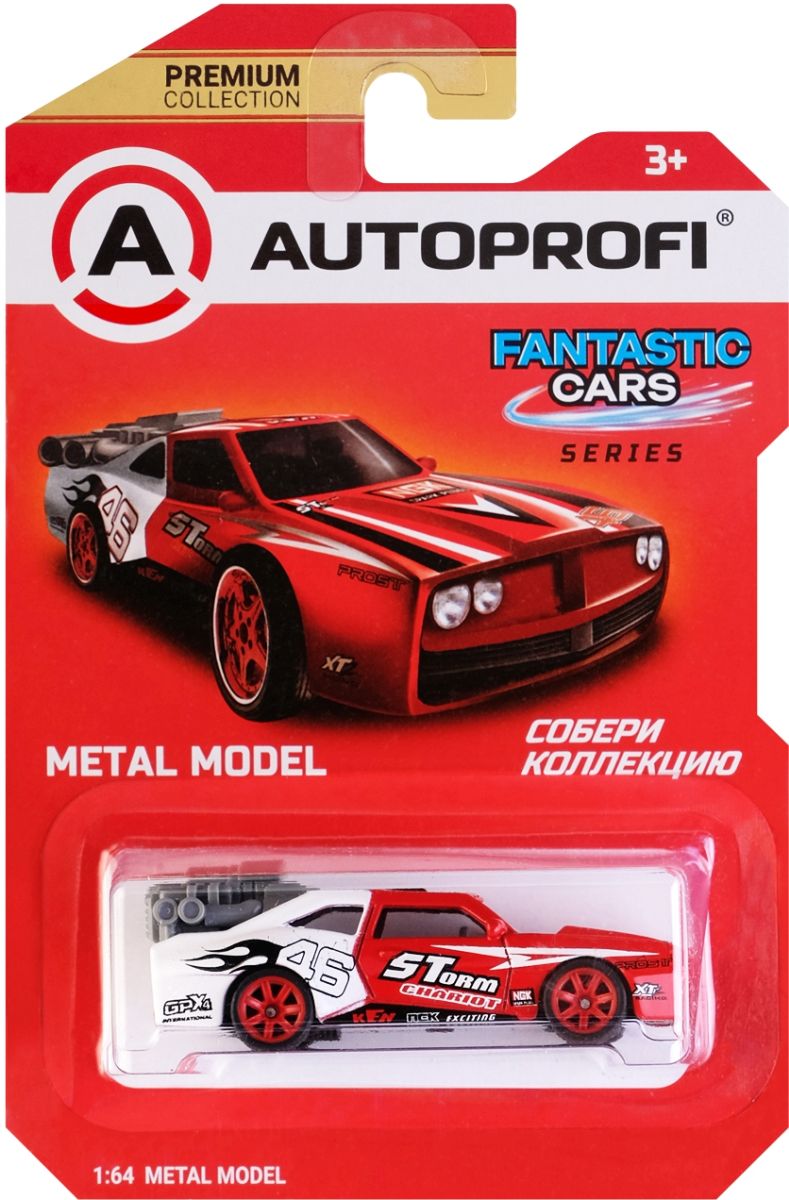 Машинка коллекционная серия FANTASTIC CARS 1:64 Цвет Красный/Белый  AUTOPROFI FAN-001 RD/WH