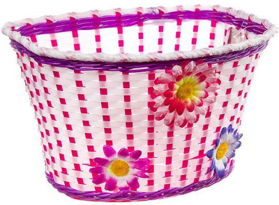 STG Х95757 Корзинка детская пластиковая HL-BS03-5 на руль Цвет Белый/Фиолетовый от магазина ДЕТКИ