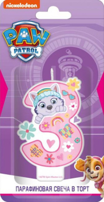 SPIN MASTER 292941 Свеча парафиновая в торт для девочек ЦИФРА 3 ЩЕНЯЧИЙ ПАТРУЛЬ от магазина ДЕТКИ
