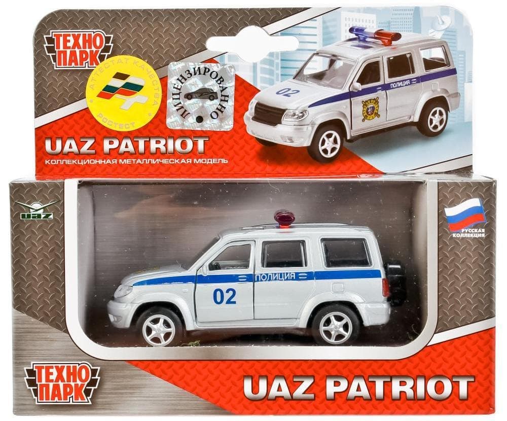 Автомобиль UAZ PATRIOT ПОЛИЦИЯ 1:50 в коробке купить в интернет-магазине  ДЕТКИ