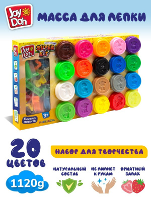 JOY-DOH POT-20/056 kit Масса для лепки СУПЕР НАБОР С ФОРМАМИ 20 цветов, 12 формочек от магазина ДЕТКИ