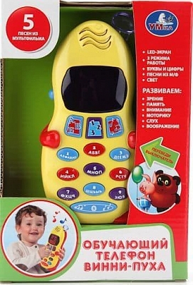 УМКА B391566-R2 Обучающий телефон ВИННИ-ПУХ 5 песен из м/ф, свет от магазина ДЕТКИ