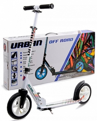 Самокат складной OFF ROAD URBAN колёса 200 мм регулируемая ручка, надувные колёса (Артикул: SU3K, Цвет: Белый)