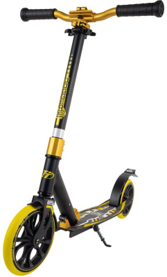 Самокат складной JOGGER 210 колёса 210 мм/180 мм ABEC 7 до 50 кг тормоз-крыло (Артикул: 113892, Цвет: Чёрный/Жёлтый)