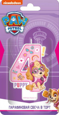 SPIN MASTER 292942 Свеча парафиновая в торт для девочек ЦИФРА 4 ЩЕНЯЧИЙ ПАТРУЛЬ от магазина ДЕТКИ