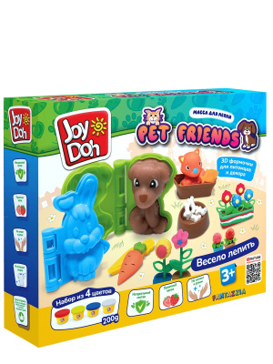 JOY-DOH PETS-200 pot Масса для лепки ДОМАШНИЕ ЖИВОТНЫЕ 3D формы, 26 аксесуаров, 4 баночки от магазина ДЕТКИ