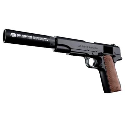 ИГРУШКА 100003774 Пистолет игрушечный пневматический F901A COLT 10 мягких пуль от магазина ДЕТКИ