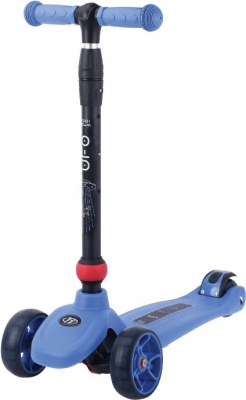Самокат детский кикборд UFO 2021 колёса светящиеся 120 мм/ 80 мм ABEC 9 до 50 кг тормоз-крыло (Артикул: 489090, Цвет: Синий)