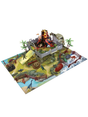 1TOY Т24221 Набор игровой ПАРКОВКА-ТРАНСФОРМЕР ПАРК ДИНОЗАВРОВ военный грузовик, фигурка динозавра 12 шт. от магазина ДЕТКИ