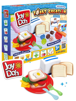 JOY-DOH TOST-150 pot Масса для лепки ТОСТЕР 15 аксессуаров, 3 баночки от магазина ДЕТКИ