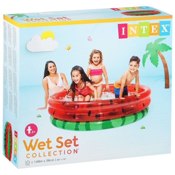 Бассейн wet set. 58448 Intex. Бассейн надувной детский Splash & learn, 120 x 117 x 46 см. Бассейн Арбуз 168х38см. Интекс 58448.