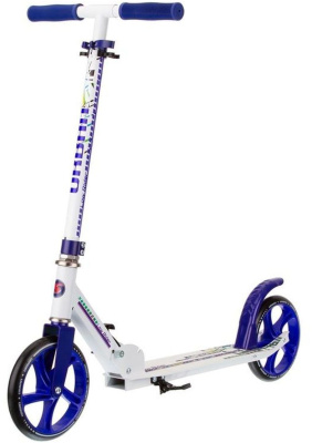 Самокат складной LOW RIDER URBAN колёса 200 мм ABEC 7 тормоз-крыло до 100 кг ремень-переноска (Артикул: SU2C, Цвет: Белый/Синий)