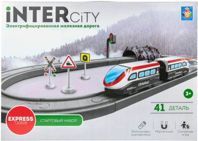 1TOY Т20828 Железная дорога СТАРТОВЫЙ НАБОР INTER CITY 41 деталь от магазина ДЕТКИ