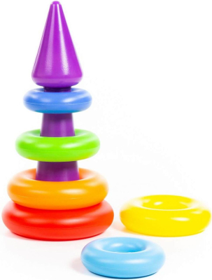 ПОЛЕСЬЕ 62376 Пирамидка КОЛЕЧКО-КОНУС 28 см 8 элементов от магазина ДЕТКИ