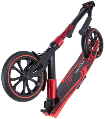 Самокат складной COMFORT 230R 2022 колёса 230 мм/ 200 мм ABEC 9 до 50 кг тормоз-крыло (Артикул: 566006, Цвет: Чёрный/Красный)