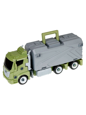 1TOY Т24221 Набор игровой ПАРКОВКА-ТРАНСФОРМЕР ПАРК ДИНОЗАВРОВ военный грузовик, фигурка динозавра 12 шт. от магазина ДЕТКИ