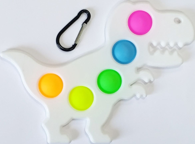 DK TOYS SO-21 Тактильная сенсорная игрушка антистресс POP IT ВЕЧНАЯ ПУПЫРКА В ПЛАСТИКОВОЙ ОСНОВЕ ДИНОЗАВР от магазина ДЕТКИ