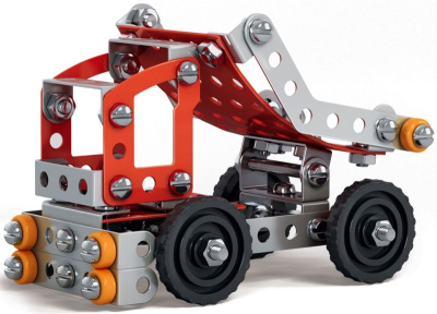 ДЕСЯТОЕ КОРОЛЕВСТВО 02134 Конструктор металлический САМОСВАЛ серия СТРОИТЕЛЬНАЯ ТЕХНИКА 128 деталей от магазина ДЕТКИ