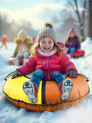 Ватрушка зимняя тюбинг детский 85 (Артикул: ТБК-85/ОЖ2, Цвет: Оранжевый/Жёлтый)