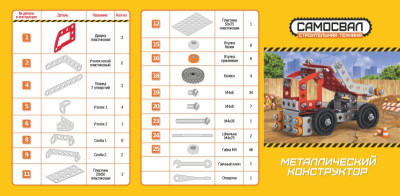 ДЕСЯТОЕ КОРОЛЕВСТВО 02134 Конструктор металлический САМОСВАЛ серия СТРОИТЕЛЬНАЯ ТЕХНИКА 128 деталей от магазина ДЕТКИ