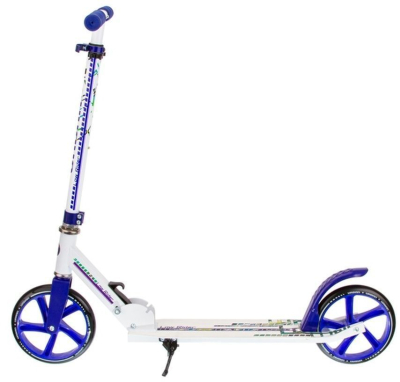 Самокат складной LOW RIDER URBAN колёса 200 мм ABEC 7 тормоз-крыло до 100 кг ремень-переноска (Артикул: SU2C, Цвет: Белый/Синий)