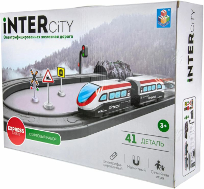 1TOY Т20828 Железная дорога СТАРТОВЫЙ НАБОР INTER CITY 41 деталь от магазина ДЕТКИ