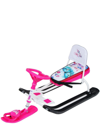 Снегокат ТИМКА СПОРТ 4-1 до 100 кг (Артикул: ТС4-1/Б2, Цвет: С бабочками)