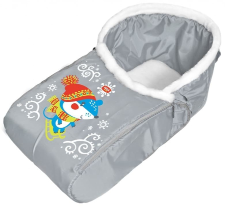 NIKA СС3-2 Сиденье для санок с чехлом для ног и искусственным мехом Цвет Серебро Мышонок на санках от магазина ДЕТКИ