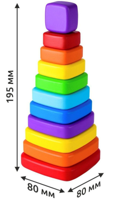 ПК ЛИДЕР 60212 Пирамидка деревянная КВАДРАТ 11 деталей 19 см от магазина ДЕТКИ