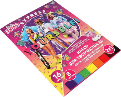 УМКА SPC-67184-BRB Набор цветная бумага и цветной картон BARBIE 16 листов А4 8 цветов от магазина ДЕТКИ