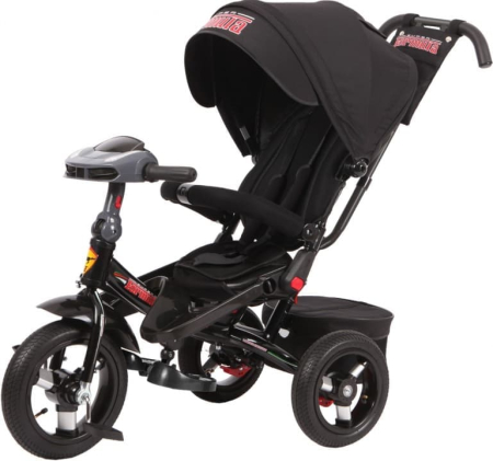 Велосипед детский трёхколёсный SUPER FORMULA 3 12"/10" надувные колёса с ручкой (Цвет Чёрный)